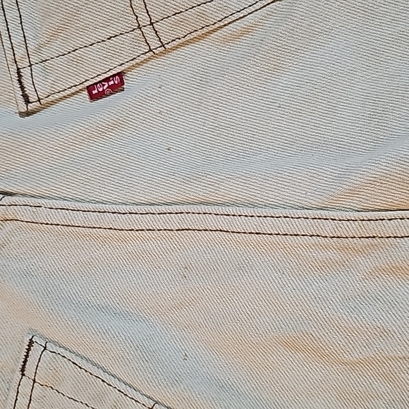 VTG Levi's 501 Cutoffs Shorts Bermuda Jorts Denim Jeans 1990 Button Fly Beige 34 - Picture 9 of 12